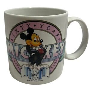 VTG Disney Sixty Years With You Mickie Mouse Movie Reel Coffee Cup Mug 1988